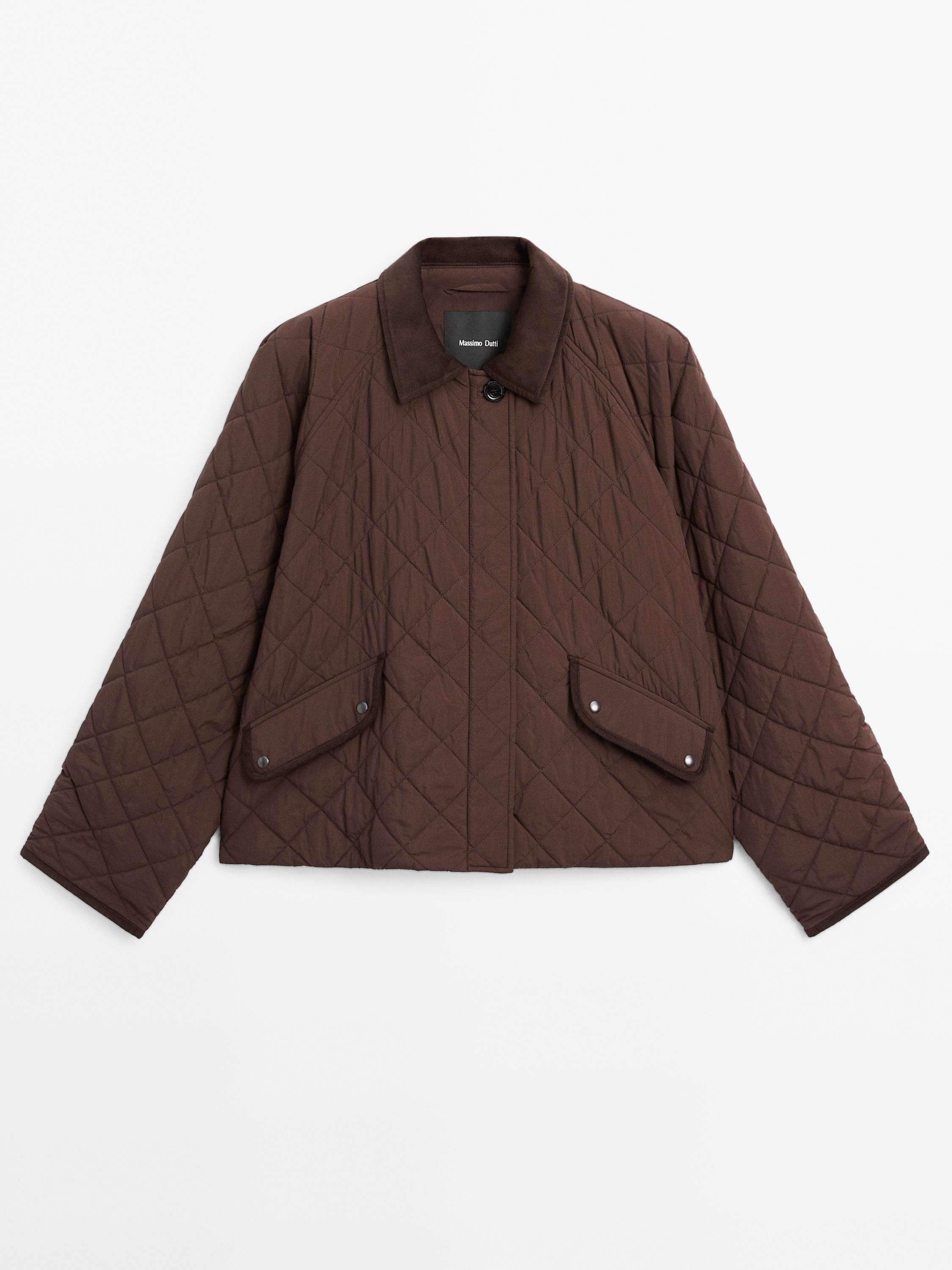 Veste courte déperlante détail velours côtelé